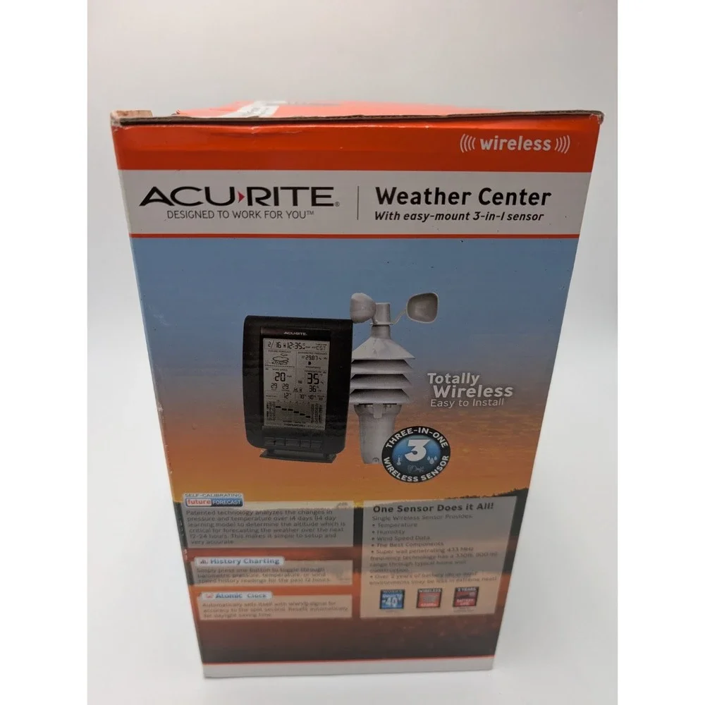AcuRite 00634A1 Wireless Weather Center 3-in-1 Sensor Atomic Clock NEW In Box